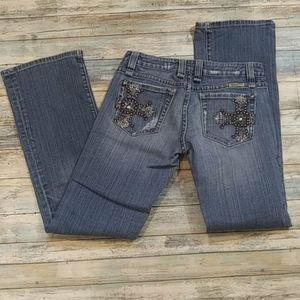 Miss Me Studded Cross Pocket Boot Cut Jean